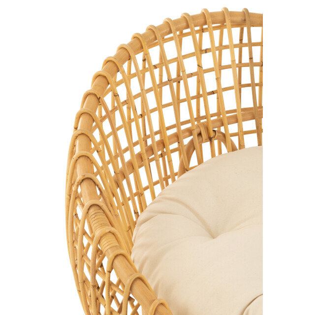 J-Line stoel lise+kussen 1 personen rotan/textiel naturel/wit 79x84x67cm 3002212 large
