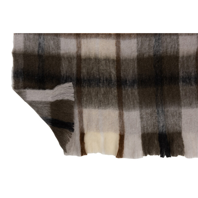 J-Line plaid ruit acryl/wol /grijs/wit 190x136x0.5cm 3066071 large