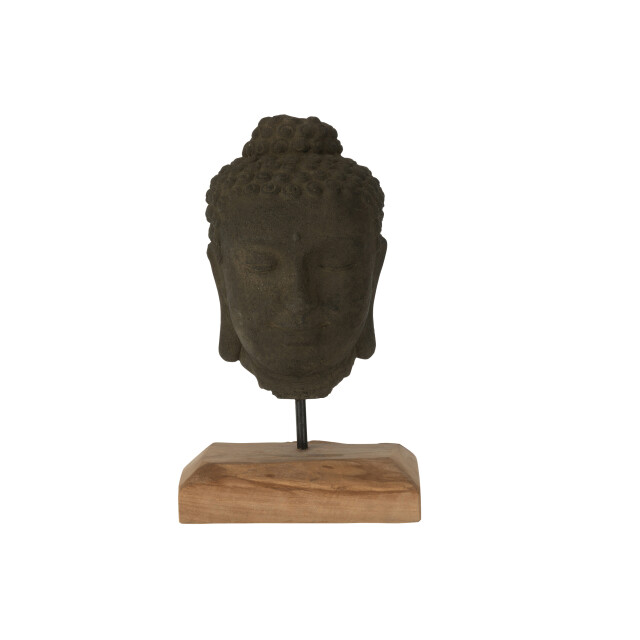 J-Line decoratie hoofd teakhout/cement /naturel 25x18x44cm 3009204 large