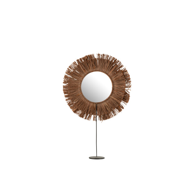 J-Line spiegel op voet rond riet raffia 41x9x50cm 3006637 large