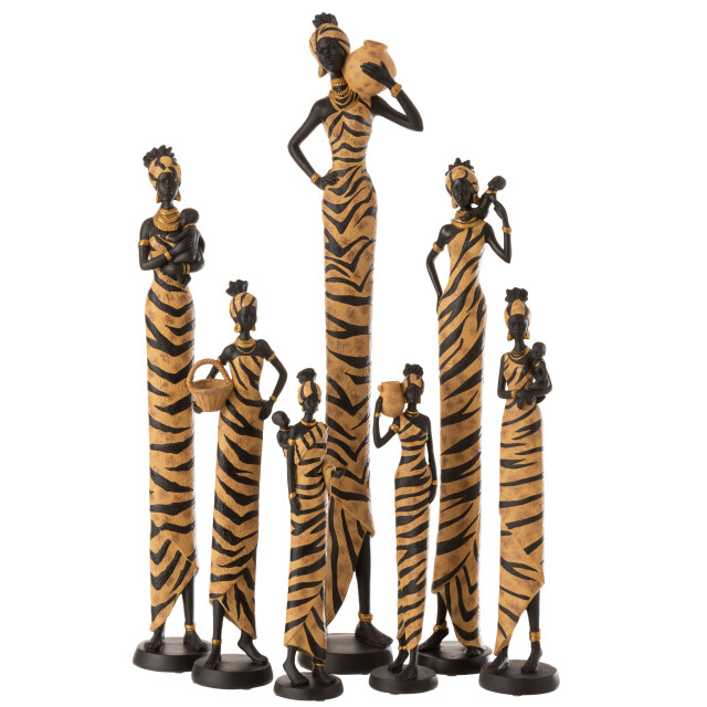 J-Line afrikaanse vrouw zebra poly /bruin 18x12x82cm 3005472 large