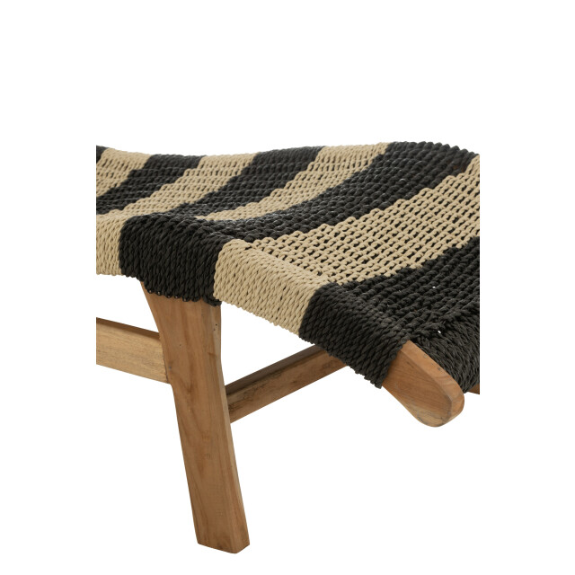 J-Line ligzetel+kussen strepen geweven plastiek/teak /naturel - 3013876 large