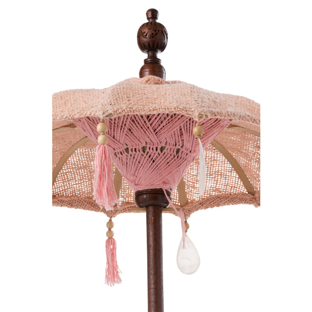 J-Line parasol+voet kwastjes/schelpen peche hout donker bruin small - 3000165 large