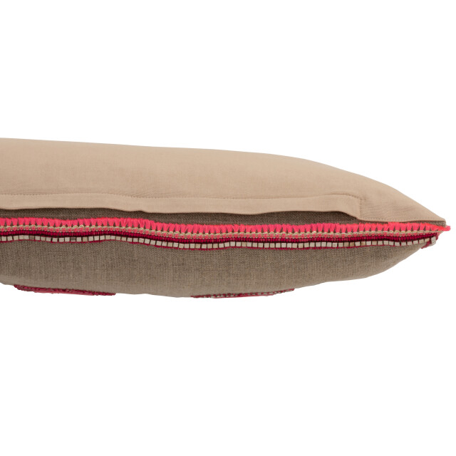 J-Line kussen rechthoekig 3 spiegelzonnen jute /roze 64x34x5cm 3065993 large