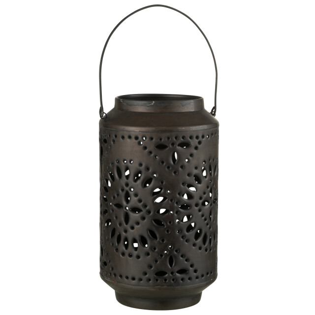 J-Line lantaarn hoog geperforeerd ijzer mat 18x18x45cm 3001073 large