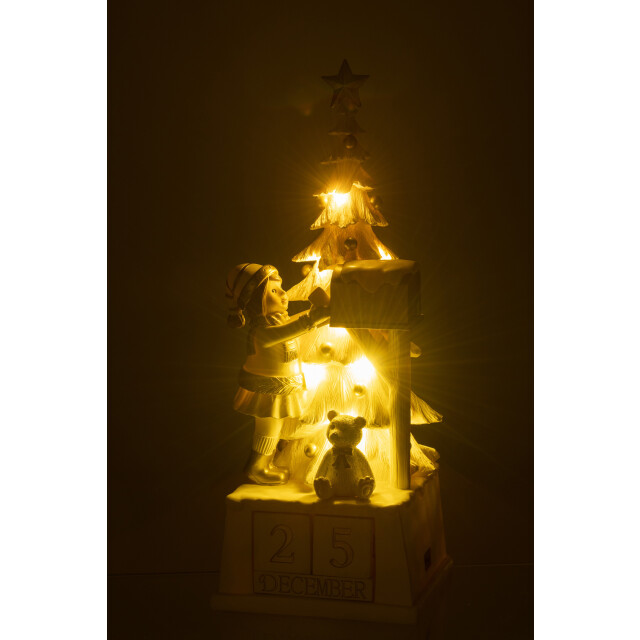 J-Line kalender kerstboom poly /goud 18.5x18x49.5cm 3006980 large