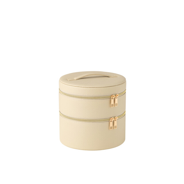 J-Line cosmetica doos rond+spiegel kunstleder 19.5x19.5x19.5cm 3009772 large