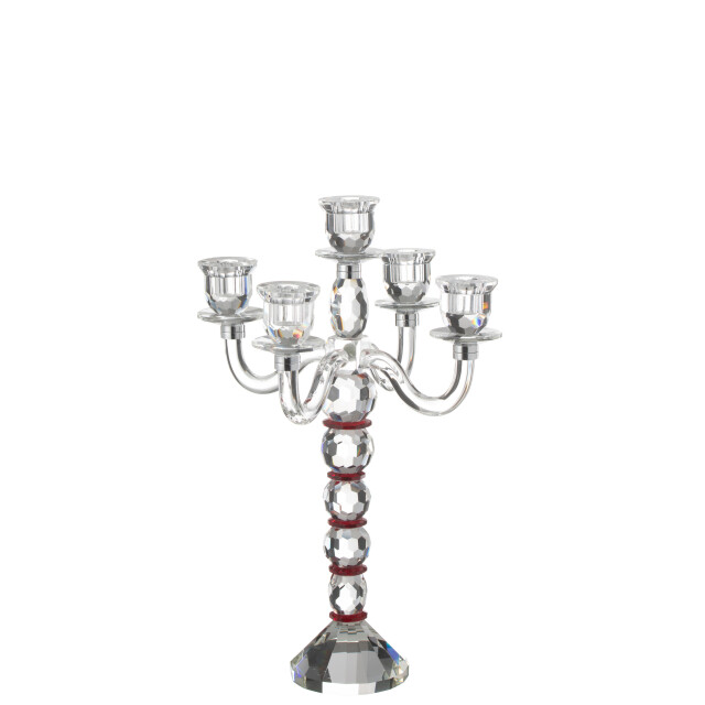 J-Line kandelaar annie 5 armen rood/ 32.5x32.5x49cm 3065675 large