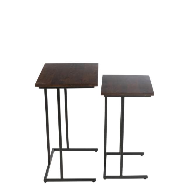 J-Line set van 2 tafels rechthoek ijzer/mangohout /zwart 50x35.5x63.5cm 3002434 large