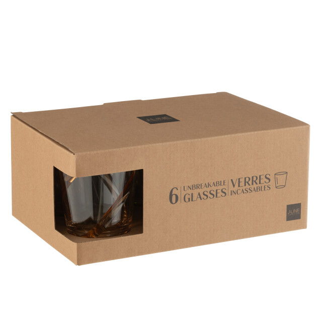 J-Line doos van 6 stuks drinkglas lijnen plastic mix 29x19.5x12.2cm 3015396 large