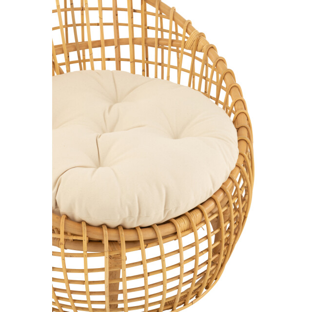 J-Line stoel lise+kussen 1 personen rotan/textiel naturel/wit 79x84x67cm 3002212 large