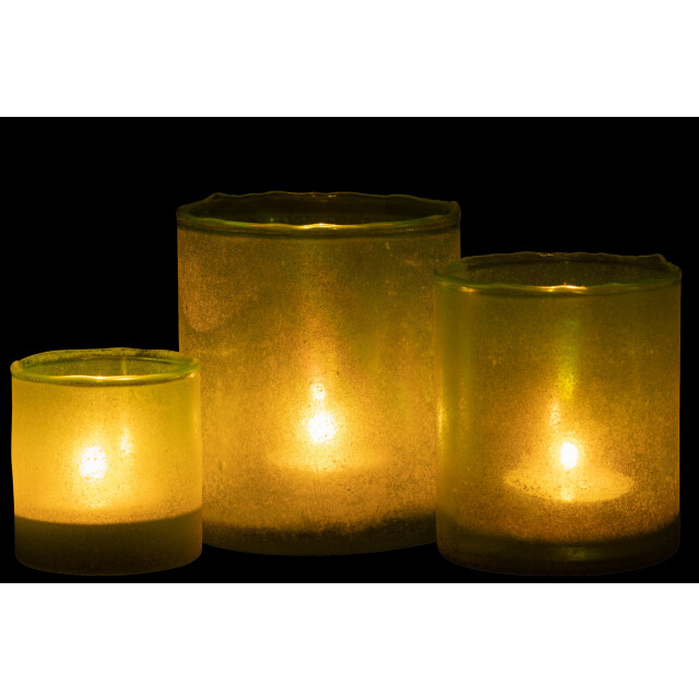 J-Line set van drie theelichthouder ruby glas 13x13x15cm 3013885 large