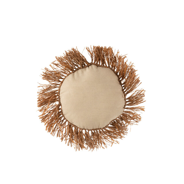 J-Line kussen rond riet raffia 34x34x7cm 3000654 large