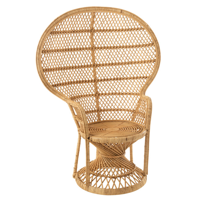 J-Line stoel pauw met kussen rotan 105x67x133cm 3000075 large