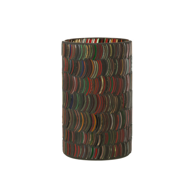 J-Line windlicht mozaiek curve glas mix large 12.5x12.5x23cm 3013738 large