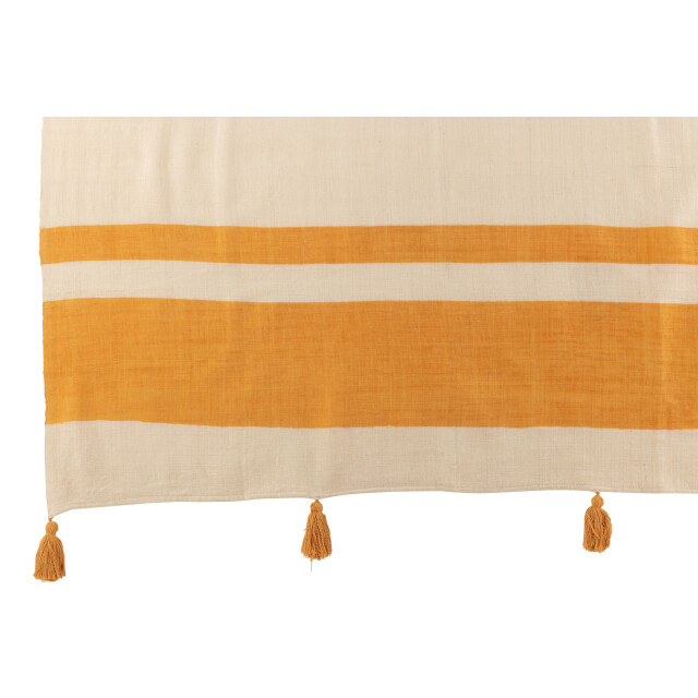J-Line plaid strand groeven katoen oker 185x135x2cm 3066048 large