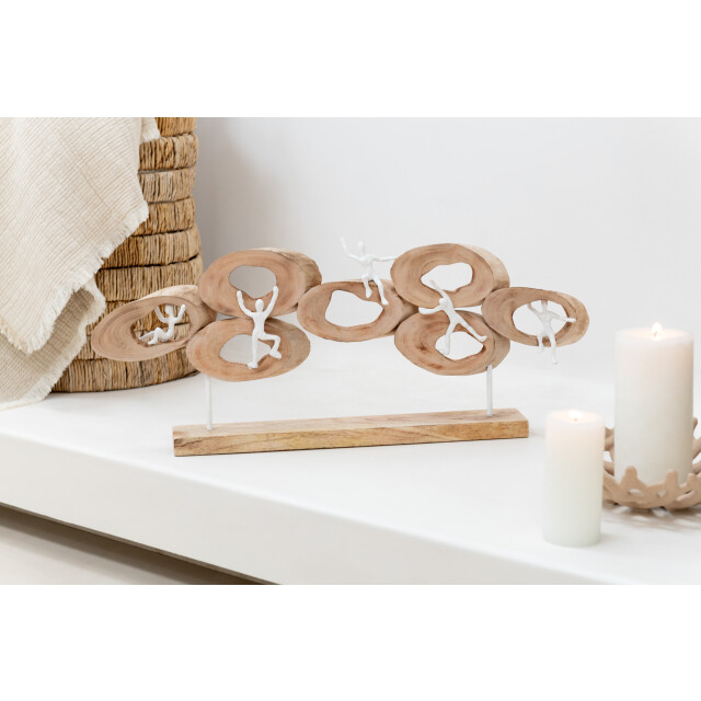J-Line figuurs 5 in ring op voet mango hout 73x8x31cm 3009093 large