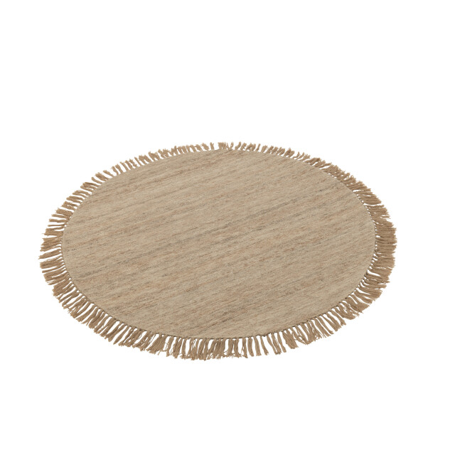 J-Line tapijt rond+franjes tweekleurig weefsel wol small 150x150x2cm 3065786 large