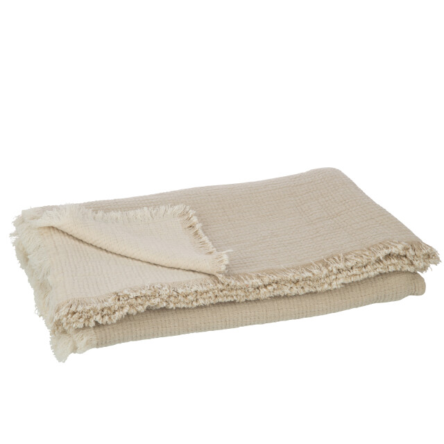 J-Line plaid franjes katoen mousseline donker 130x180x1cm 3002093 large