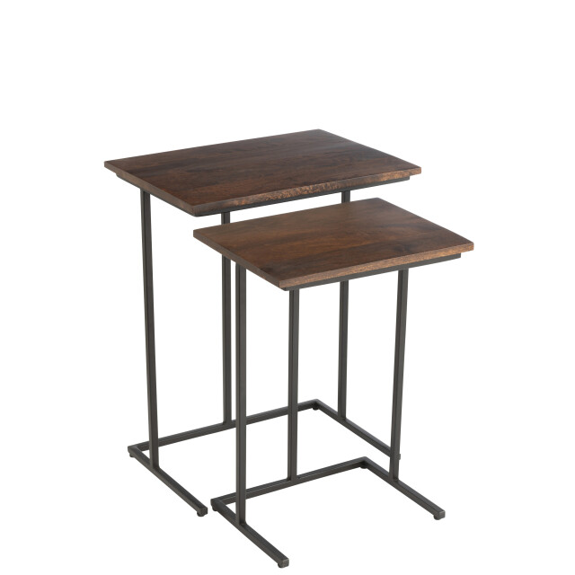 J-Line set van 2 tafels rechthoek ijzer/mangohout /zwart 50x35.5x63.5cm 3002434 large