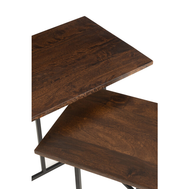 J-Line set van 2 tafels rechthoek ijzer/mangohout /zwart 50x35.5x63.5cm 3002434 large