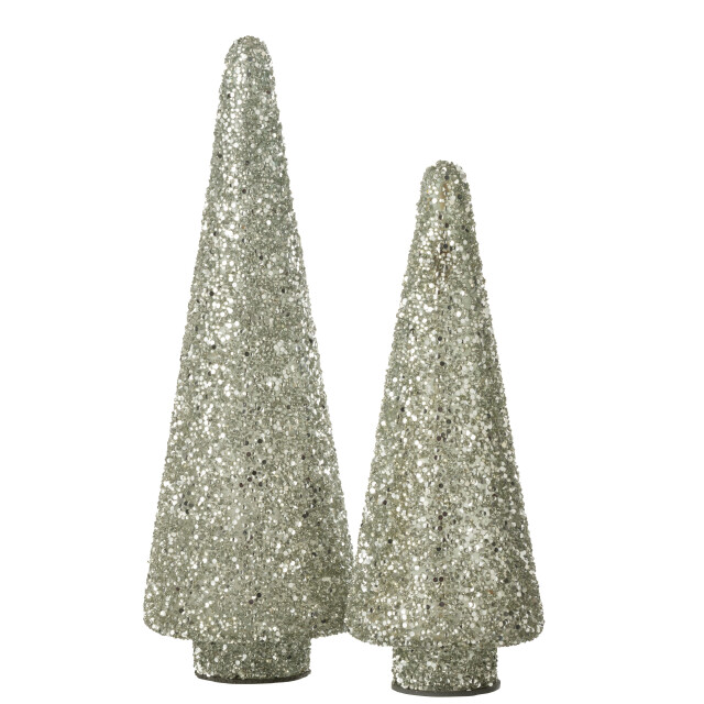J-Line kerstboom glitter glas zilver large 14x14x39cm 3008520 large
