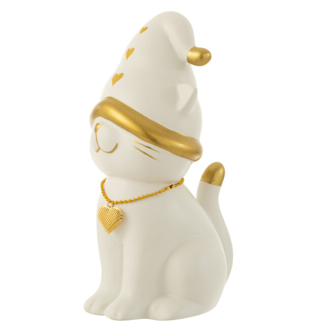 J-Line kat hart hat dolomiet wit/goud large 16.2x13.6x29.4cm 3008627 large