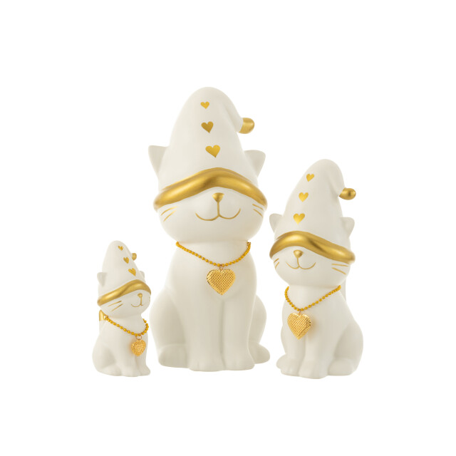 J-Line kat hart hat dolomiet wit/goud large 16.2x13.6x29.4cm 3008627 large