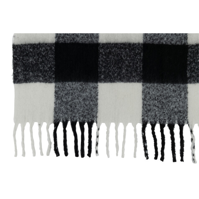 J-Line plaid tegels polyester zwart/wit 127x152x1cm 3065826 large