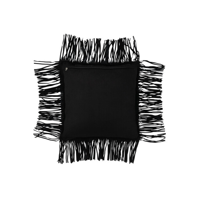 J-Line kussen franje leder 45x45x8cm 3001706 large