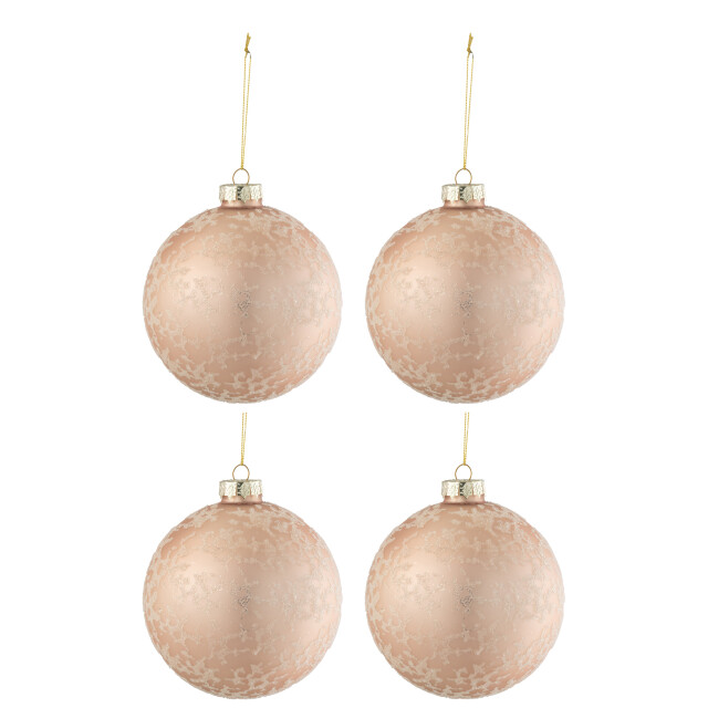 J-Line doos van 4 kerstballen suiker glas mat licht large - 3007381 large