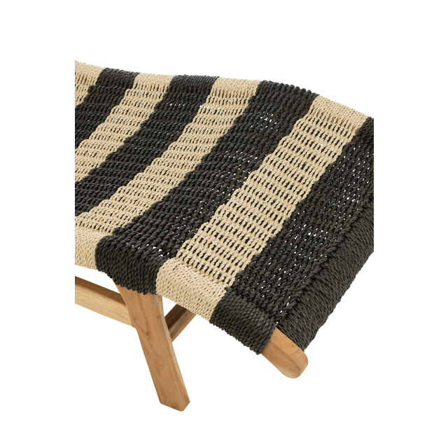 J-Line ligzetel+kussen strepen geweven plastiek/teak /naturel - 3013876 large