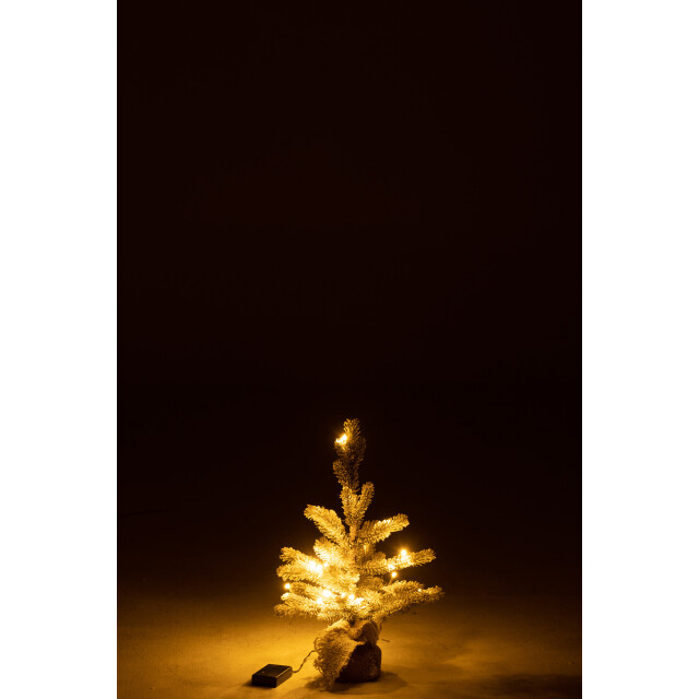 J-Line kerstboom besneeuwd+led+batterij in pot jute plastiek small - 3007332 large