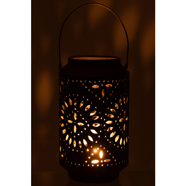 J-Line lantaarn hoog geperforeerd ijzer mat 18x18x45cm 3001073 large