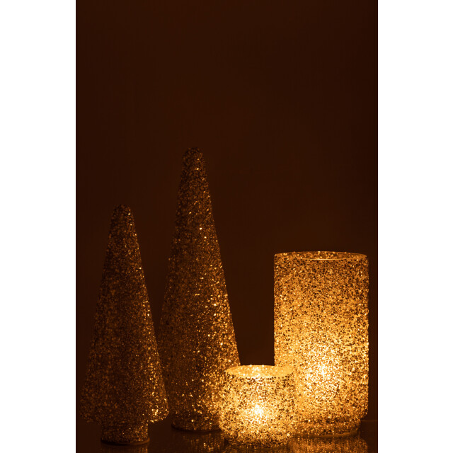 J-Line kerstboom glitter glas zilver large 14x14x39cm 3008520 large