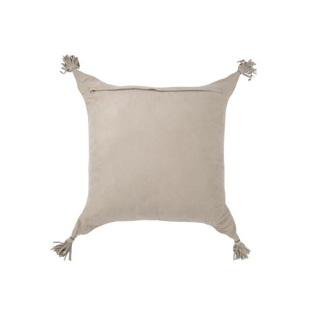 J-Line kussen kwasten leder 45x45x8cm 3001696 large