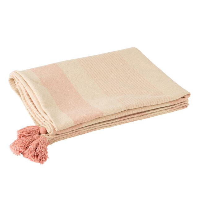 J-Line throw mik katoen /roze 130x180x1cm 3065911 large