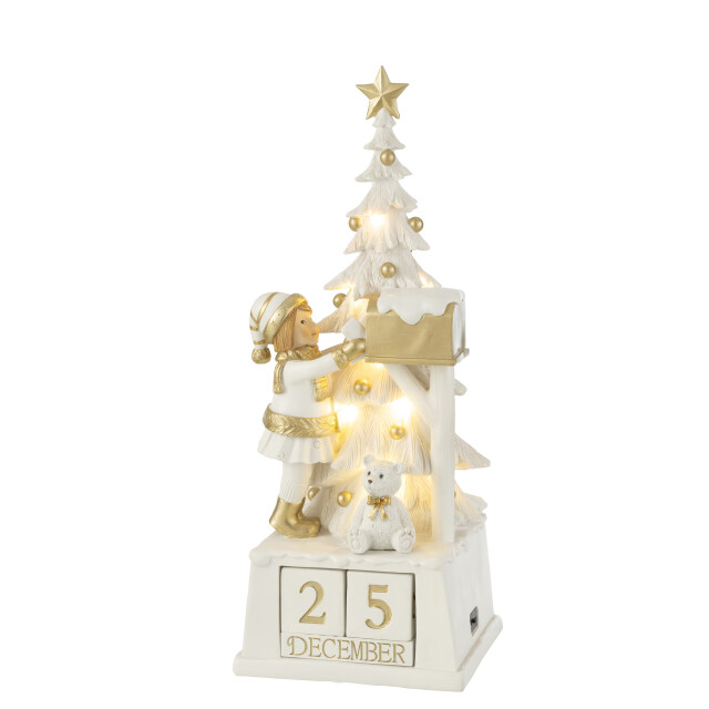 J-Line kalender kerstboom poly /goud 18.5x18x49.5cm 3006980 large