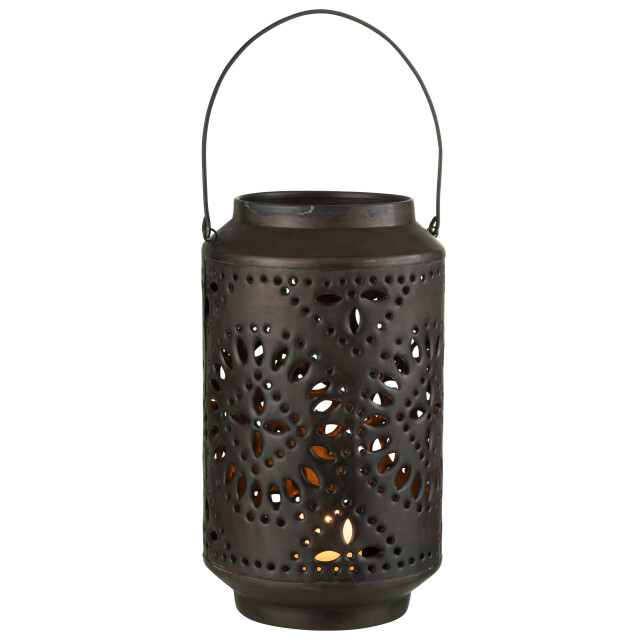 J-Line lantaarn hoog geperforeerd ijzer mat 18x18x45cm 3001073 large