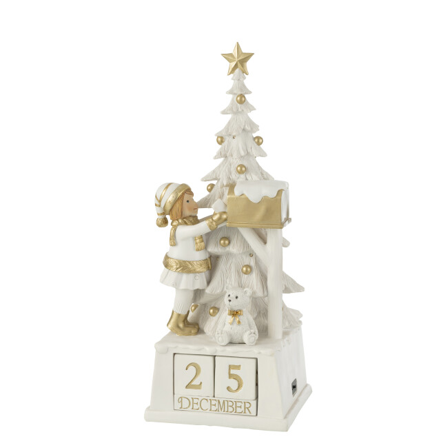 J-Line kalender kerstboom poly /goud 18.5x18x49.5cm 3006980 large