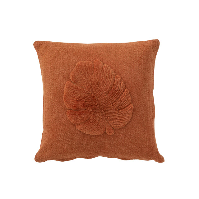 J-Line kussen tropisch blad textiel terracotta 45x45x10cm 3001432 large