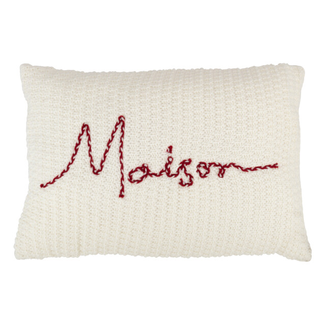 J-Line kussen maison polyester/acryl /wit 40x60x10cm 3000907 large