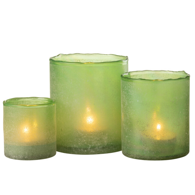 J-Line set van drie theelichthouder ruby glas 13x13x15cm 3013885 large