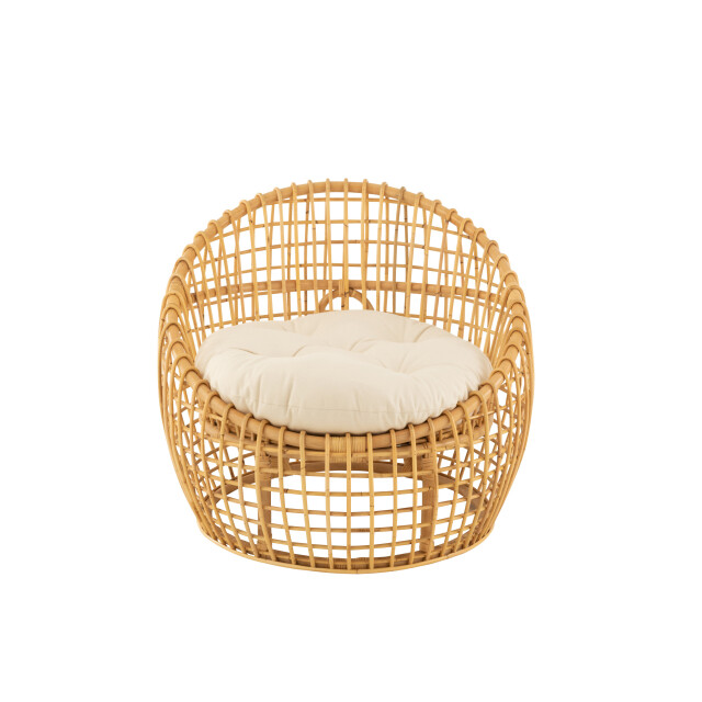 J-Line stoel lise+kussen 1 personen rotan/textiel naturel/wit 79x84x67cm 3002212 large