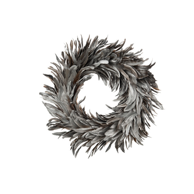 J-Line krans deco losse veren zilver 42.5x42.5x6.5cm 3006204 large