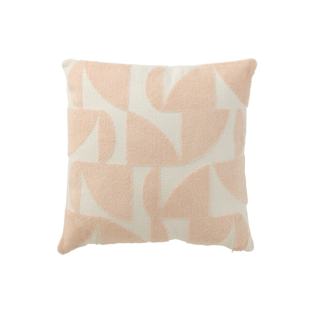 J-Line kussen geo textiel wit/zalm 43x43x10cm 3001421 large