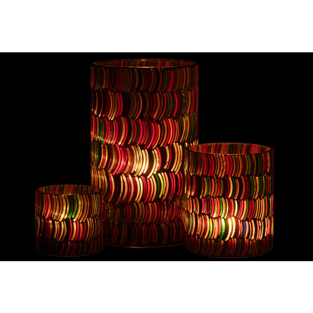 J-Line windlicht mozaiek curve glas mix large 12.5x12.5x23cm 3013738 large