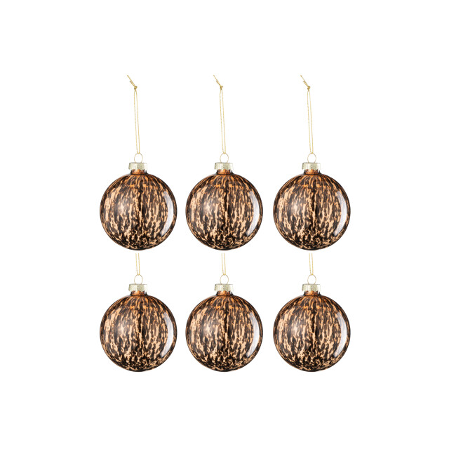 J-Line doos van 6 kerstbal vlekken glas /zwart small 8x8x8cm 3008885 large