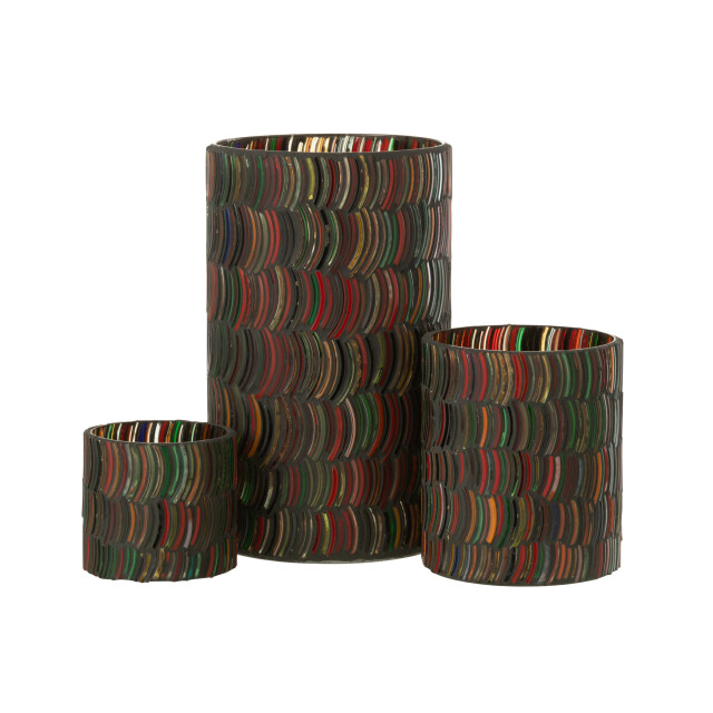 J-Line windlicht mozaiek curve glas mix large 12.5x12.5x23cm 3013738 large