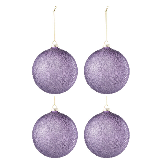 J-Line doos van 4 kerstbal parels glas mauve large 12x12x12cm 3008875 large